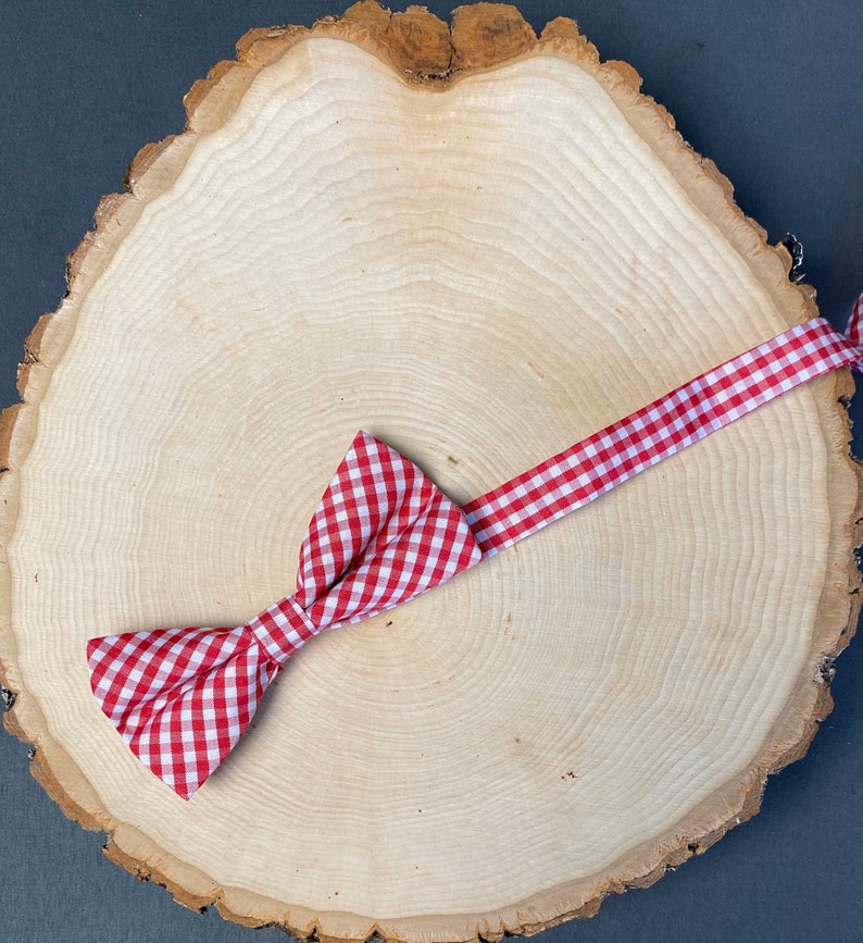 Boys RedWhite Bow Ties Adjustable 5-12 Year Olds Dog Bow Ties Checkered Cotton Fabric Pets Bow Ties Double Layer Cats Bow Ties