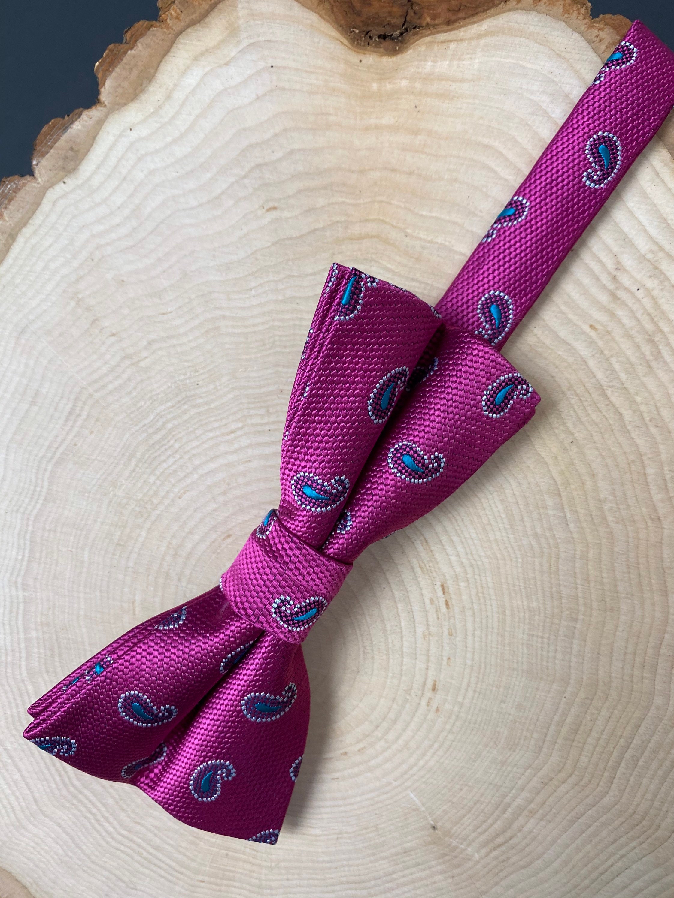 Mens Paisley Bow Tie Fuchsia Bow Tie Groom Bow Tie Paisley Etsy