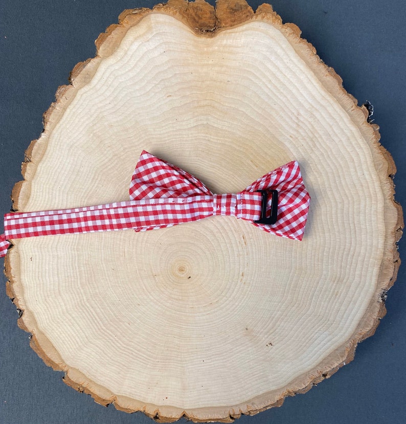 Boys RedWhite Bow Ties Adjustable 5-12 Year Olds Dog Bow Ties Checkered Cotton Fabric Pets Bow Ties Double Layer Cats Bow Ties