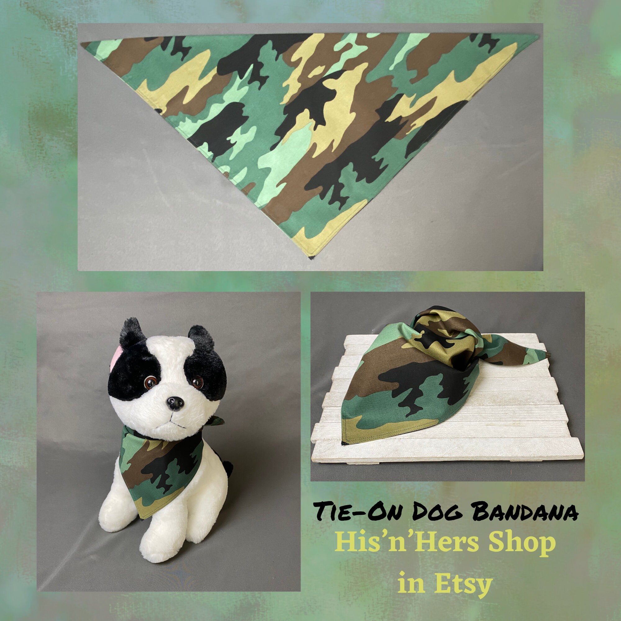 Dog Bandanas Army Camouflage 100 Cotton Fabric Pet Scarf Etsy