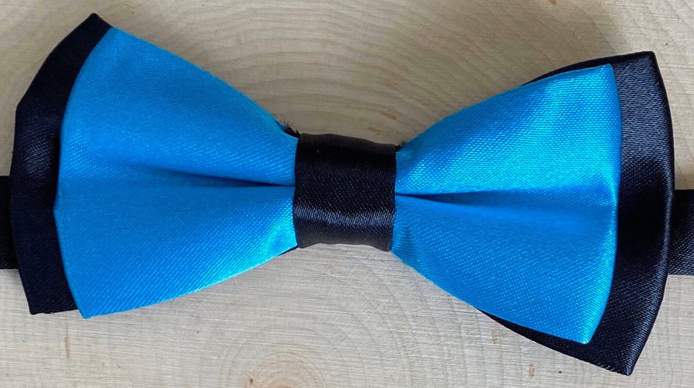 Boys Formal Bow Tie Dog Bow Tie Black And Teal Satin 4 | Etsy