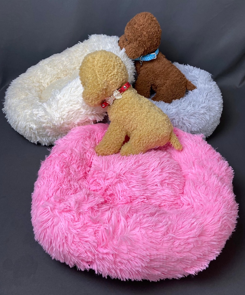 Luxurious Dog Bed Fluffy Cat Bed Gray Ivory Pink Pet Etsy