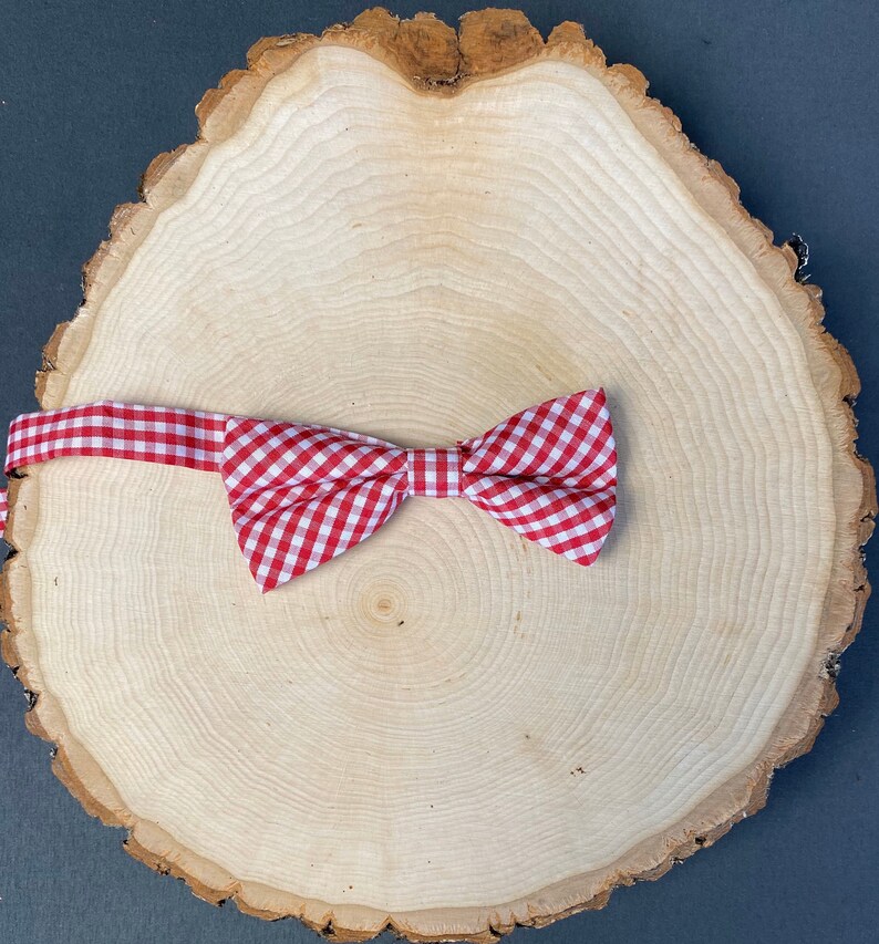 Boys RedWhite Bow Ties Adjustable 5-12 Year Olds Dog Bow Ties Checkered Cotton Fabric Pets Bow Ties Double Layer Cats Bow Ties