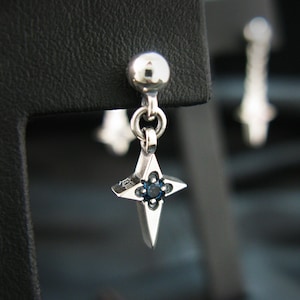 Petites boucles d'oreilles pendantes en argent Starlight Cross, boucles d'oreilles Dorp Mini Cross, boucles d'oreilles rustiques Kpop, clous unisexes, boucles d'oreilles femmes hommes