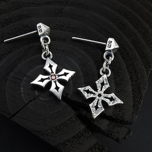 LichtB-D2 ,Cross, Silver Dangle Earrings, Cross Drop Earrings, k-pop earrings, Unisex Studs, Women Vintage Ring, Mens Ring, Thumb Ring