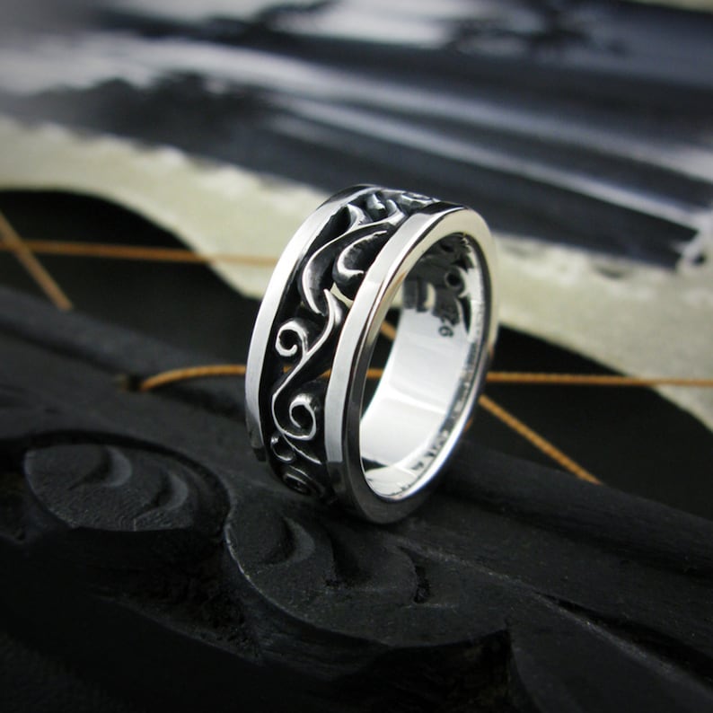Grapevine B1, Vine Wave Ring, Sterling Silver Ring, Rustic Ring, Unisex Ring, Unique Silver Jewelry, Mens shops Ring, Thumb Ring, Gift for Him