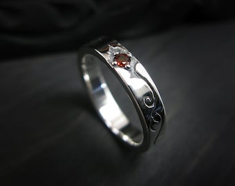 Meteor, Garnet, Engagement, Couple rings, men's rings, Unisex, Wedding Band, Valentine's Day ring