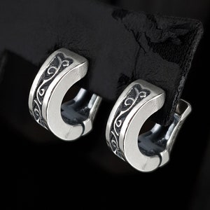 Grapevine-R1, men&#39;s earrings, Silver Earrings, Sterlingworth, Kpop earrings, Unisex Studs, gift for men, Hoop Earring, sterling silver