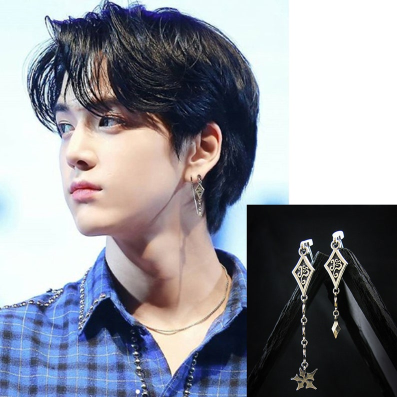 BT dia-DZ Unbalance Silver Dangle Earrings Women Mens Earrings Sterlingworth Kpop Unisex Studs Long Dorp Earrings