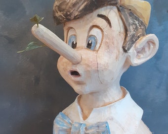Pinocchio in painted pine wood