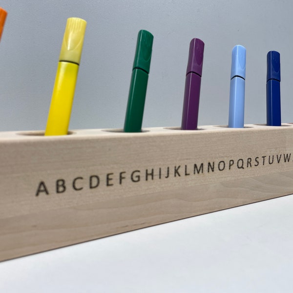 Handmade Montessori wood pencil holder, Express DHL delivery, made from birch or alder hardwood.