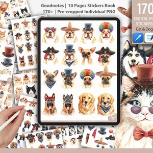170+ Cat & Dog Stylish l Pre-cropped Digital Planner PNG Stickers Bundle| Goodnotes Planner Digital Stickers