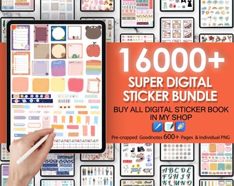 16000+ Bundle l All Shop l Pre-cropped Digital Planner PNG Stickers Bundle | Goodnotes OneNote Planner Digitale Sticker