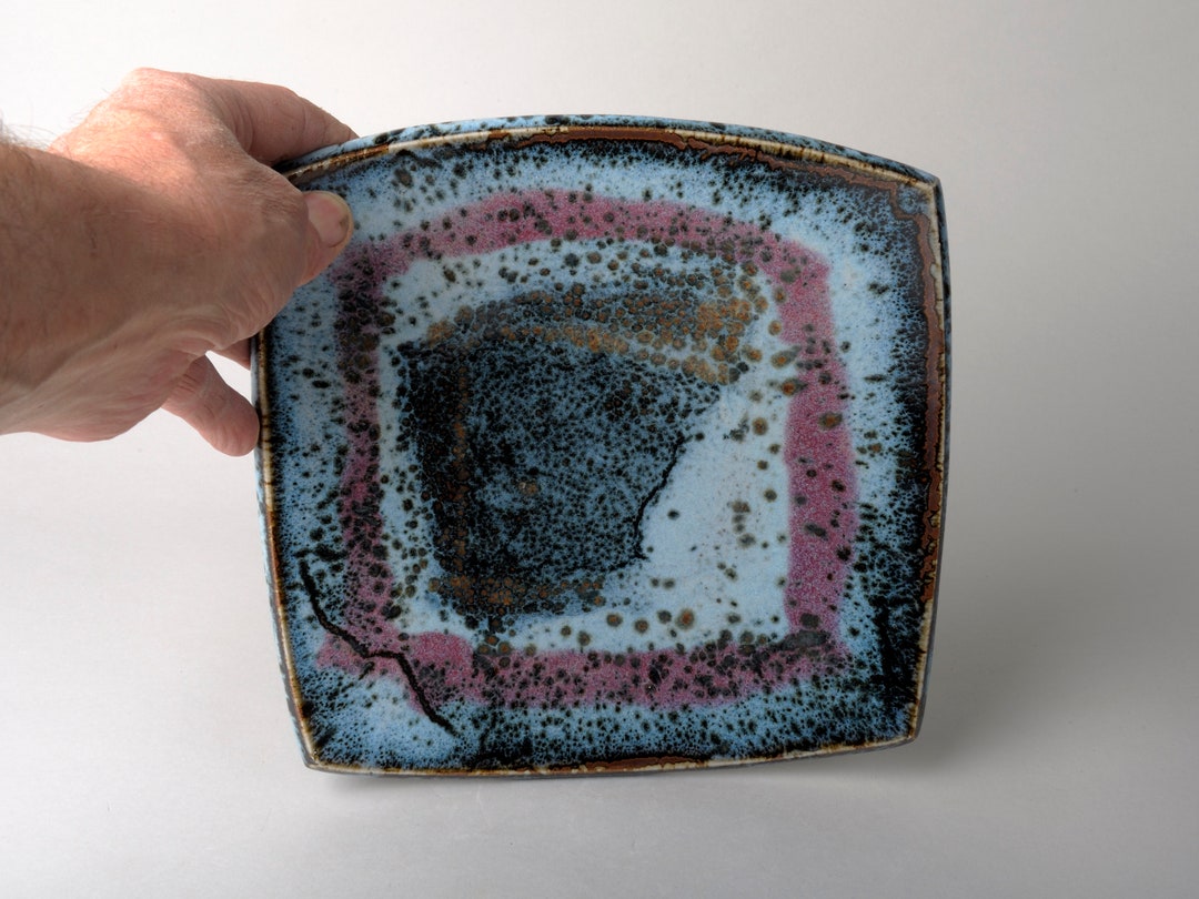 Square Light Blue Speckled Ceramic Bowl Fruit Bowl Bowl for Etsy