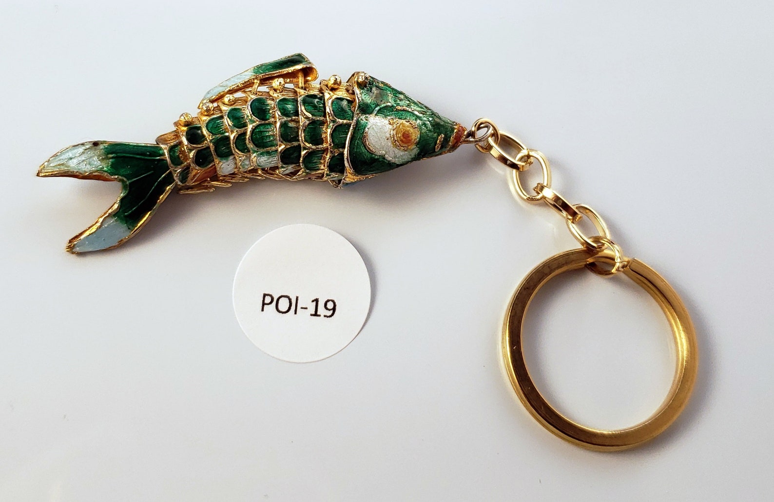Key ring Articulated enamelled fish charm Etsy