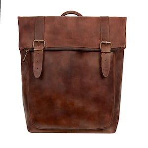 Extra Große Ledertasche, Leder Handgemachter Rucksack, Echtes Leder Rucksack, Hellbraun / Schwarz Vintage College Tasche, Leder Handgemachte Tasche