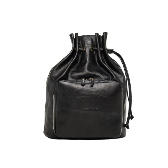 Leather Backpack Bucket Bag Vintage Pouch Bag Genuine Leather
