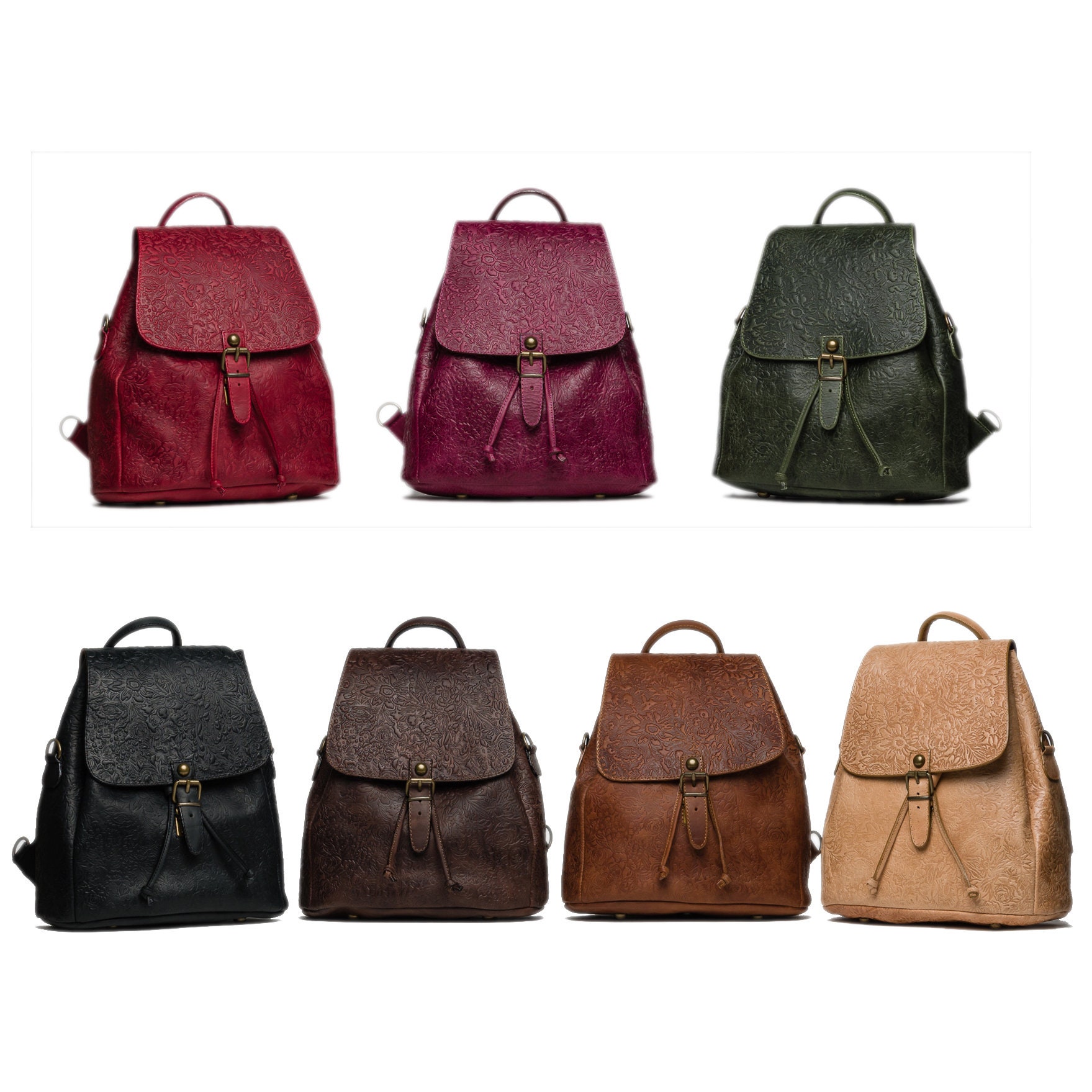 Leather Flower Backpack/shoulder Bag, Genuine Leather