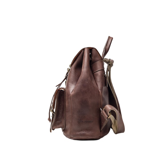 Genuine Leather Handmade Backpack, Elegant Flower Embossed  display picture 3