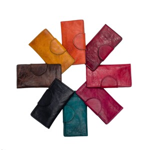 Handmade Genuine Leather Long Wallet, Slim Vintage Organizer, Card Holder, Travel Minimalistic Wallet