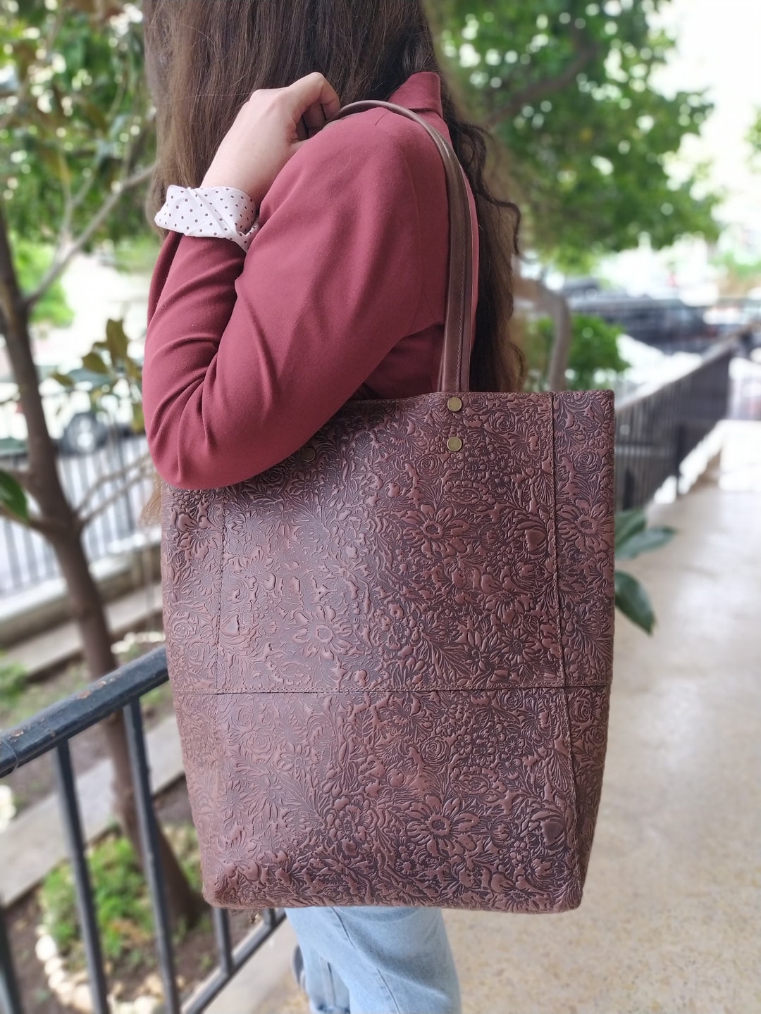 【未使用級】TOCCA　GARDEN FLOWER LEATHER TOTE Amazon.com: Generic Floral Leather Tote Bag For Women Large