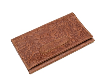 Flower Embossed Tobacco Pouch, Leather Tobacco Case, Flower Handmade Tobacco, Cigarrete Bag, Leather Tobacco Bag, Smokers Accessories