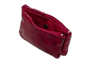 Leather Money Pouch, Handmade Zipper Wallet , Genuine