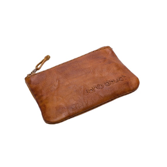 Leather Zipper Wallet, Handmade Money Pouch, Genuine Leather