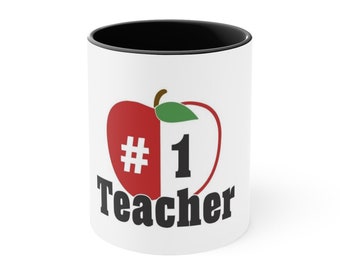 Number 1 Teacher Accent Coffee Mug, 11oz