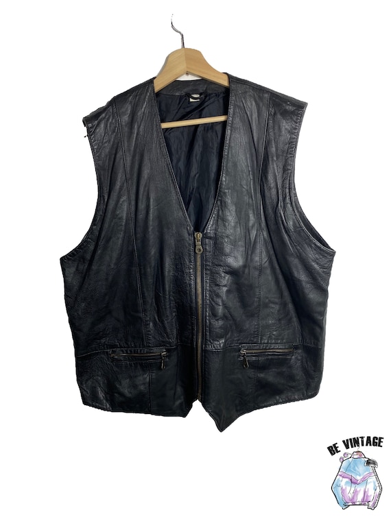 Vintage / Leather Vest / Leather Vest / 80s / 90s - Etsy Norway