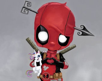 Cute Deadpool Fan Art / Geeky Decor