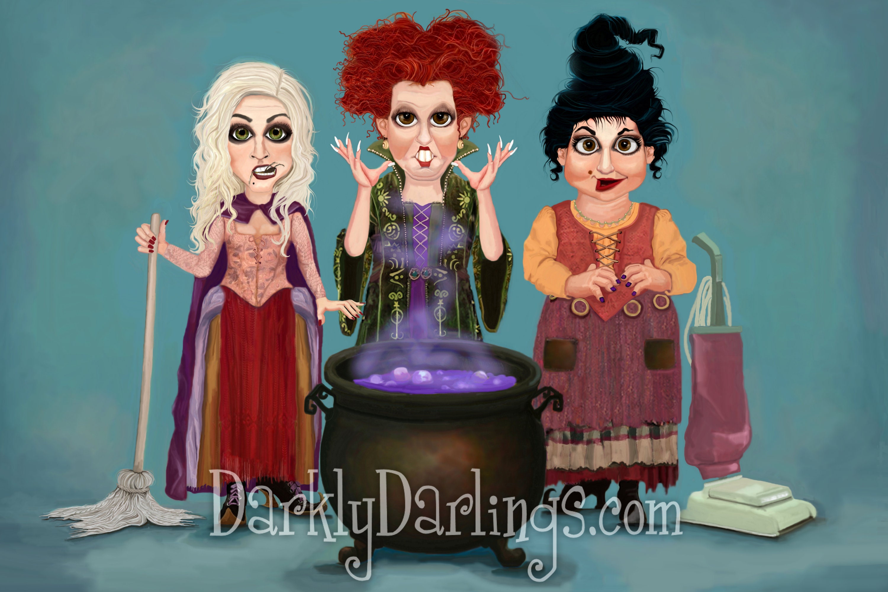Sanderson Sisters Art / Hocus Pocus Witch print / Halloween Etsy
