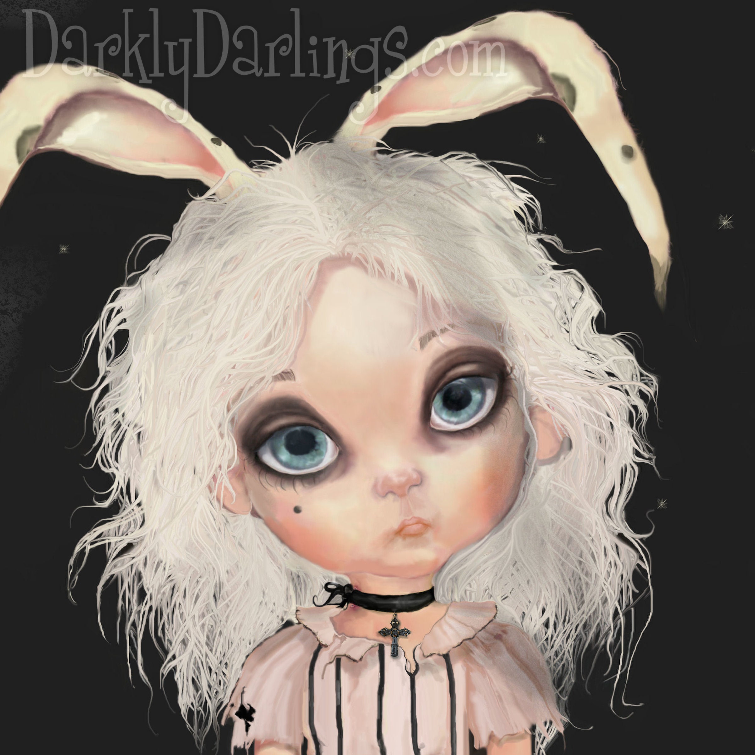 Goth Bunny Doll Lazy Halloween Costume Scary Creepy Gothic Long
