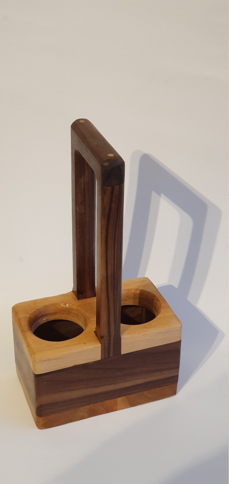Unique handmade wood salt and pepper holder Etsy