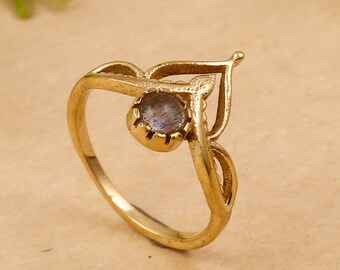 Statement Ring Promise Ring Gold Plated Brass Ring Garnet Ring Wide Band Ring Handmade Ring Buddhist Ring Buddha Face Ring