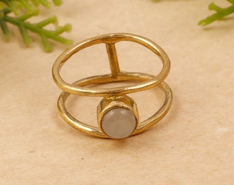 Statement Ring Promise Ring Gold Plated Brass Ring Garnet Ring Wide Band Ring Handmade Ring Buddhist Ring Buddha Face Ring