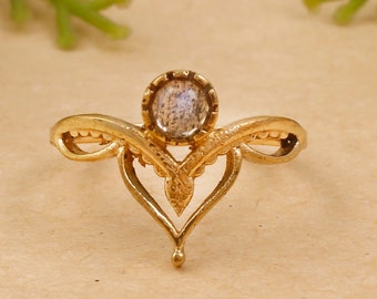 Statement Ring Promise Ring Gold Plated Brass Ring Garnet Ring Wide Band Ring Handmade Ring Buddhist Ring Buddha Face Ring