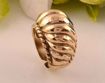 Statement Ring Promise Ring Gold Plated Brass Ring Garnet Ring Wide Band Ring Handmade Ring Buddhist Ring Buddha Face Ring