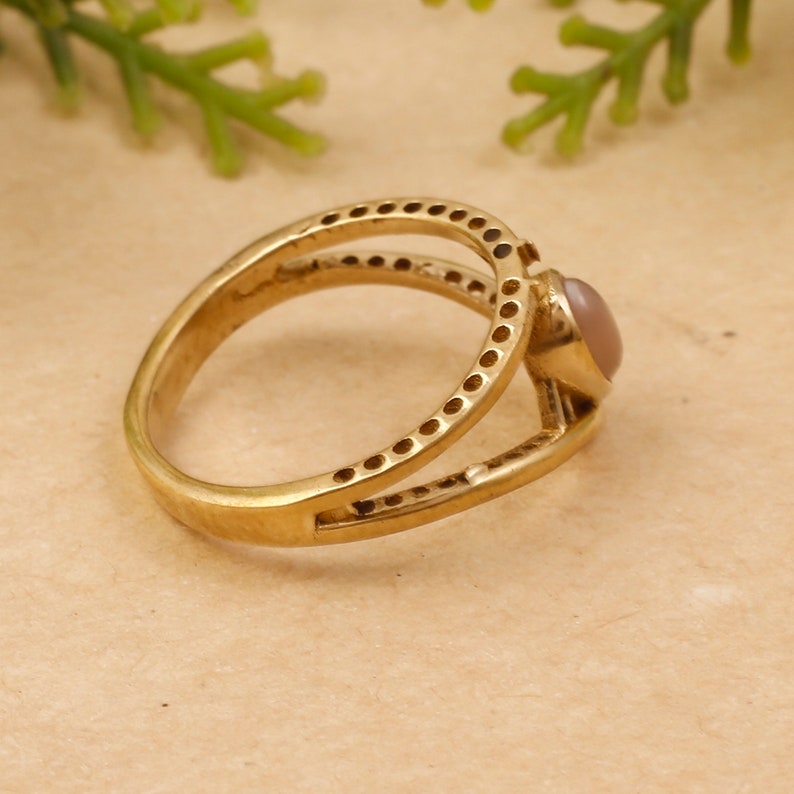Statement Ring Promise Ring Gold Plated Brass Ring Garnet Ring Wide Band Ring Handmade Ring Buddhist Ring Buddha Face Ring