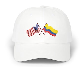 Gorra clásica de papá bordada con las banderas de Estados Unidos y Colombia / Gorra con bandera