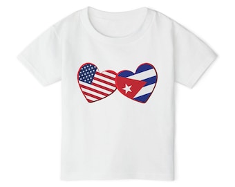 Kubansk amerikansk barn-T-shirt - Hjärtflaggor, USA Kuba Kärlek