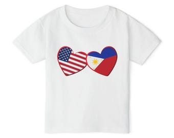 Filipino American Toddler T-Shirt - Heart Flags, USA Philippines Love