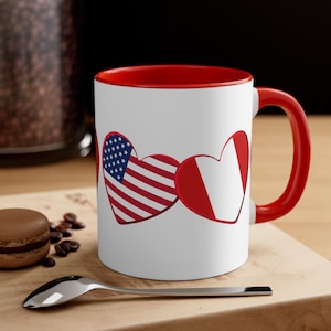 Peru - Peruanische und amerikanische Tasse - Herzen, Flaggen, Kaffeetasse, Teetasse