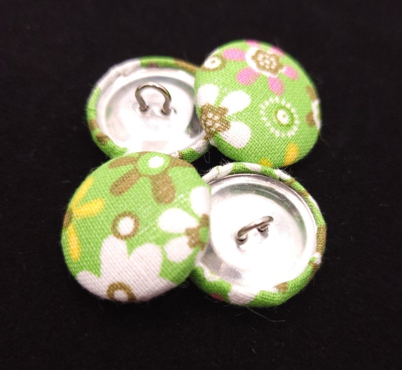 set of 4 Retro Fabric Covered Buttons For sewing crafting and so much more!
