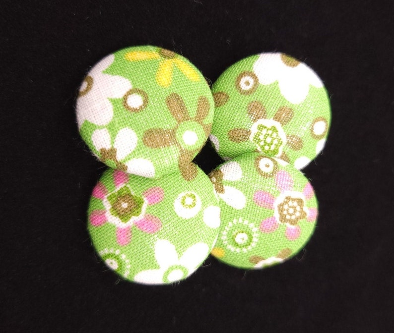set of 4 Retro Fabric Covered Buttons For sewing crafting and so much more!