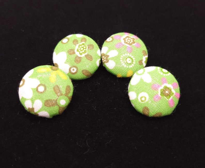 set of 4 Retro Fabric Covered Buttons For sewing crafting and so much more!