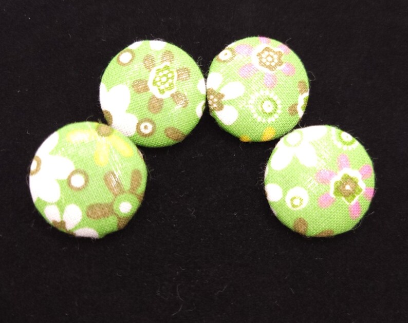 set of 4 Retro Fabric Covered Buttons For sewing crafting and so much more!
