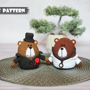 Crochet PATTERN the Bears Doctor and Gentleman. Amigurumi pattern bear. Profession crochet toy Bear in a jacket and hat Bear in medical gown