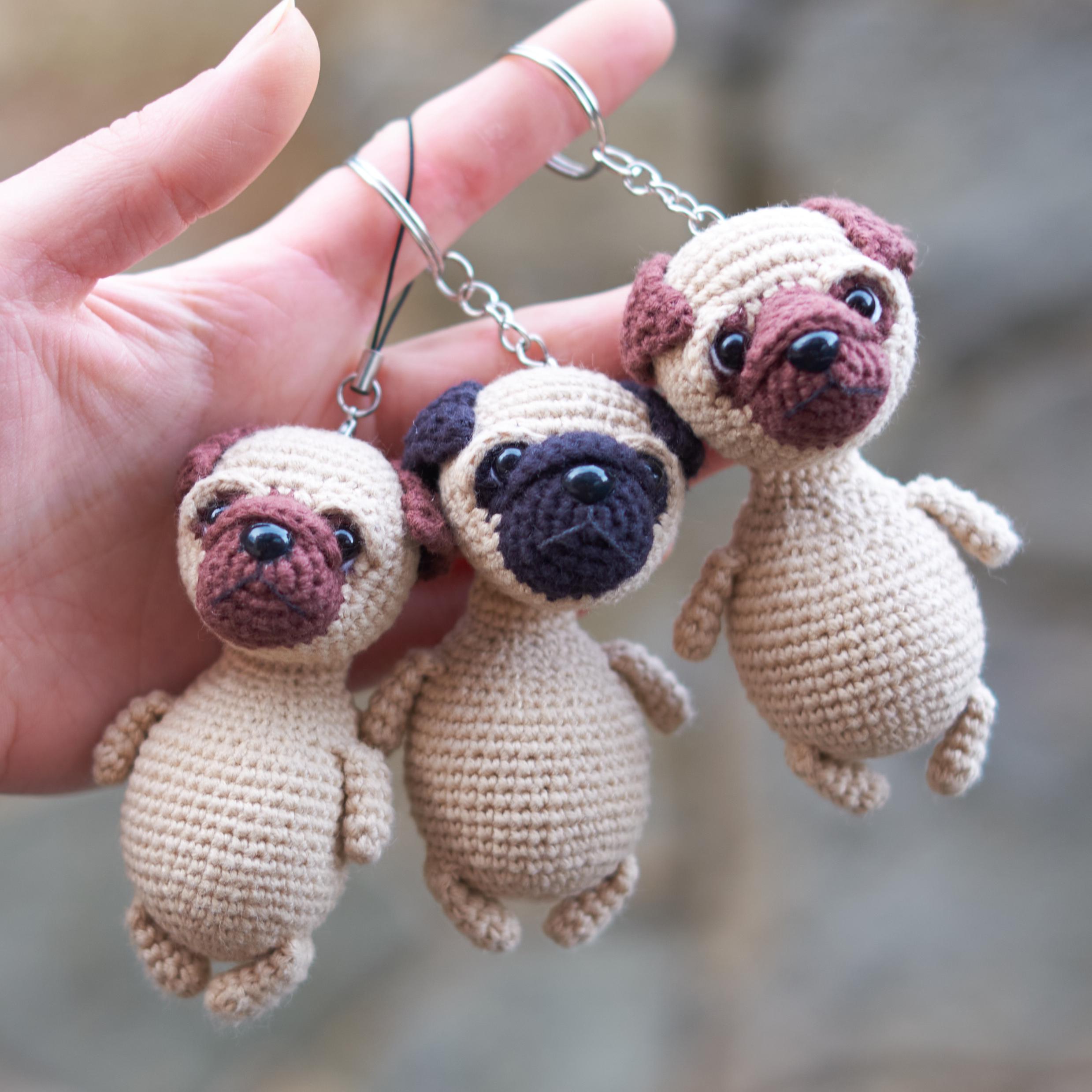 PDF Pattern: Crochet Pug Keychain. Amigurumi Dog Keyring English ...