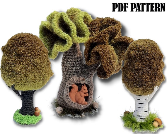 Crochet Tree PATTERN: Amigurumi Oak & Birch Trees (PDF Pattern)